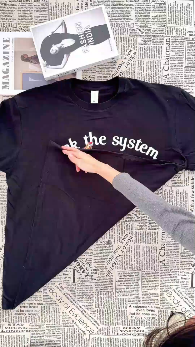 Unisex cotton Care Bear Fuck The System  T-shirt