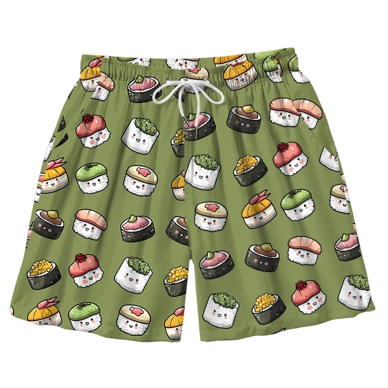 Tokyo-Tiger Cute Sushi Team Aloha Mens Swim Trunks