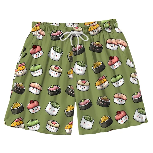  Cute Sushi Team Aloha Mens Swim Trunks