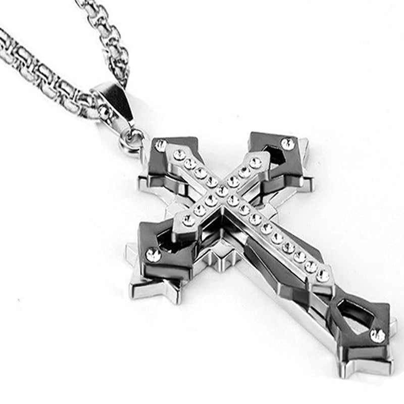 Multi-drill Cross Stainless Steel Alloy Casting Necklace Men's Necklace
