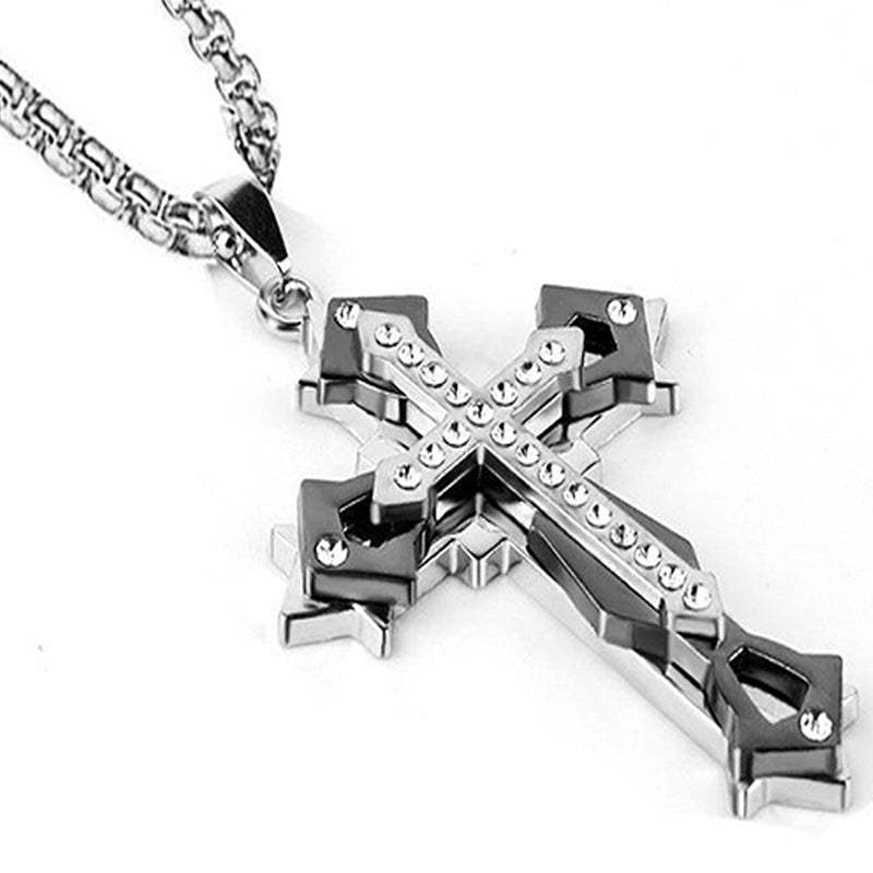 Multi-drill Cross Stainless Steel Alloy Casting Necklace Men's Necklace