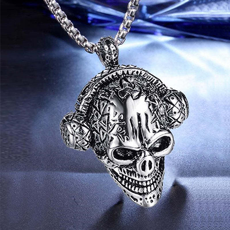 Fashion Hoe Wearing Headphones Pendant Retro Pendant Men's Titanium Steel Stainless Steel Necklace Music Personality Accessories