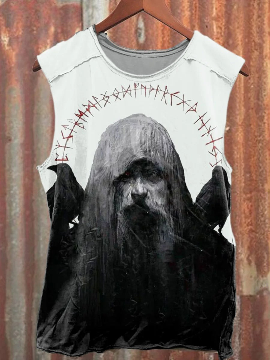 Men's Mythology Zeus Art Illustration Printed Cotton Tank Top