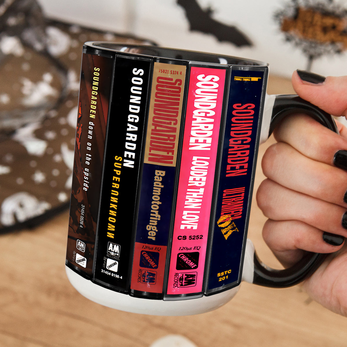 Soundgarden Albums Cassette Collection Retro Accent Edge-to-Edge Printed Mug