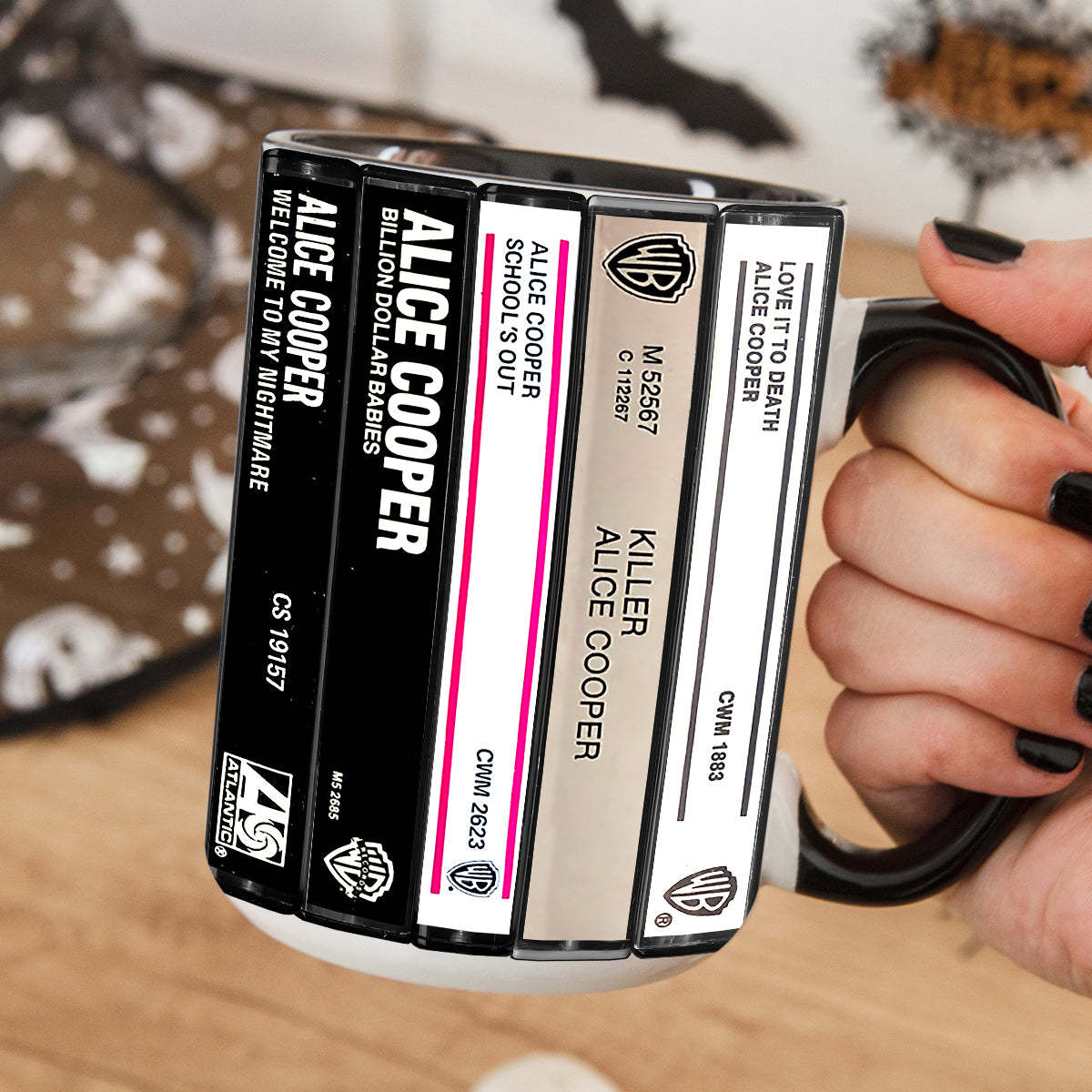 Alice Cooper Albums Cassette Collection Retro Accent Mug