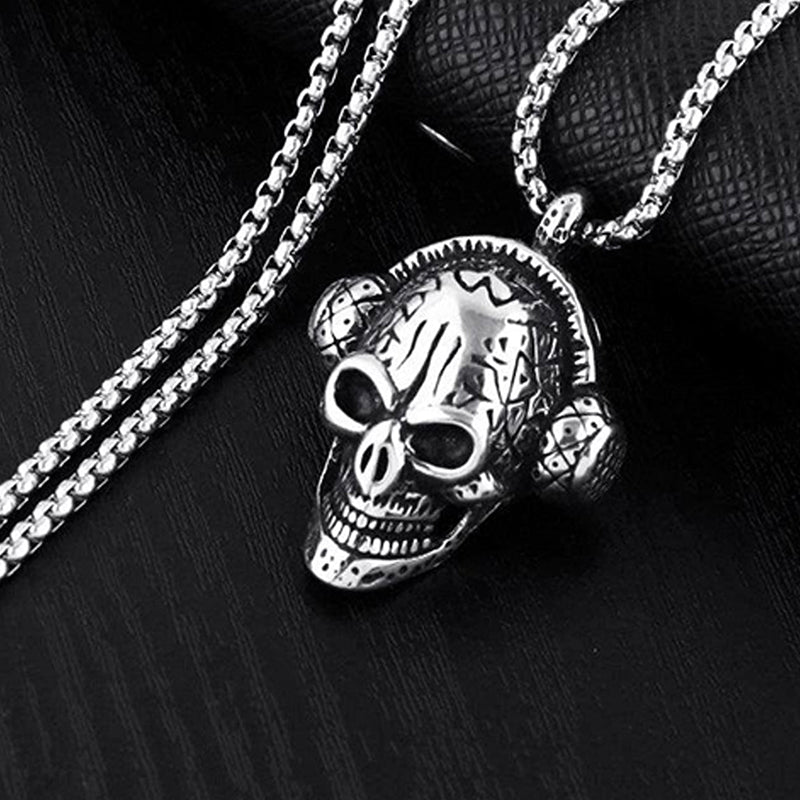 Fashion Hoe Wearing Headphones Pendant Retro Pendant Men's Titanium Steel Stainless Steel Necklace Music Personality Accessories