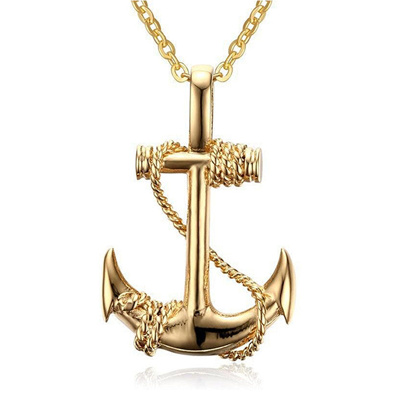 Vintage Men's Pirates Of The Caribbean Anchor Necklace Stainless Steel Necklace Personality