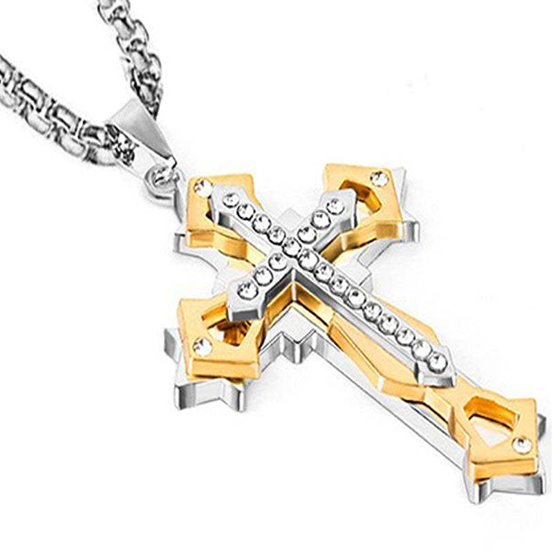 Multi-drill Cross Stainless Steel Alloy Casting Necklace Men's Necklac