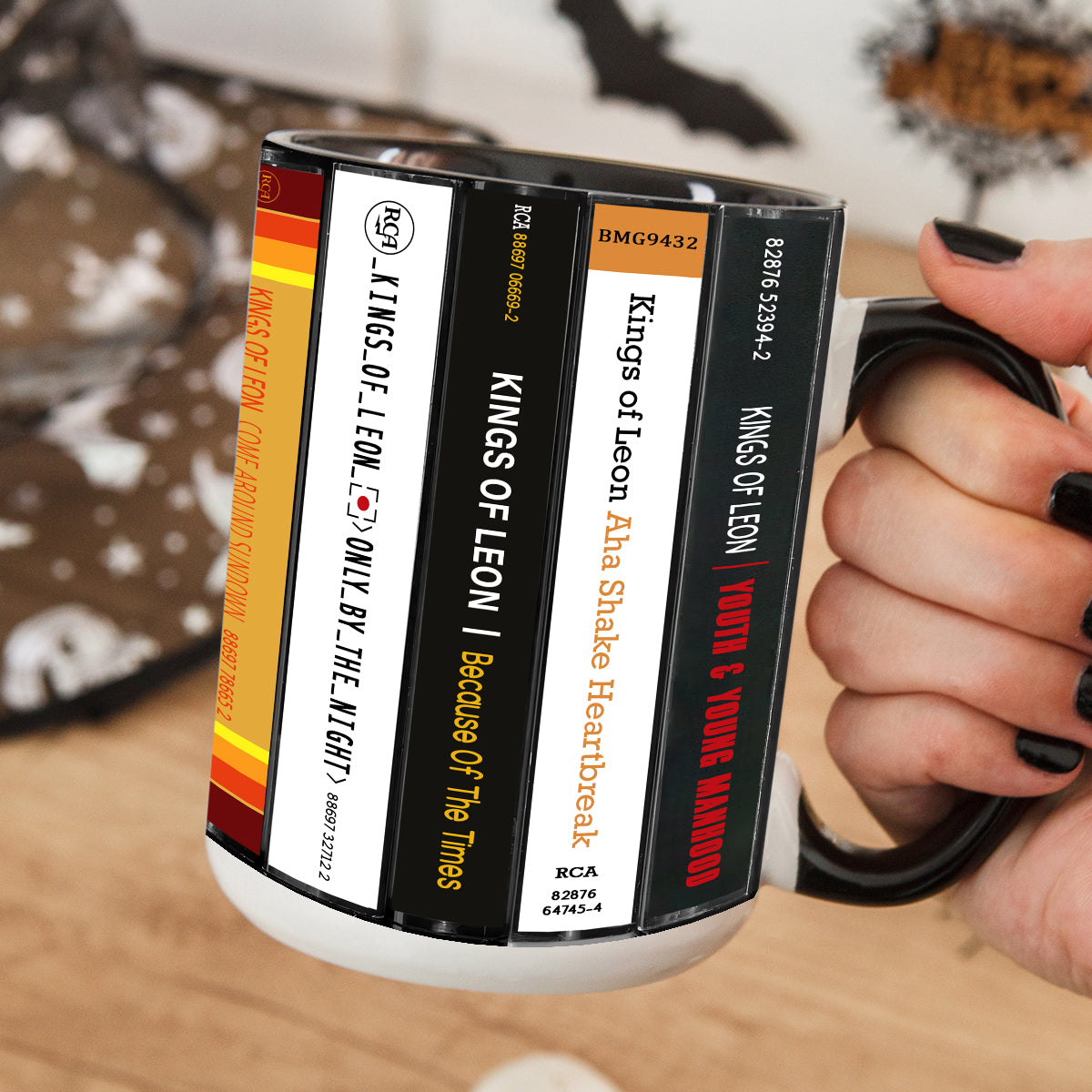 Kings Of Leon Albums Cassette Collection Retro Accent Edge-to-Edge Printed Mug
