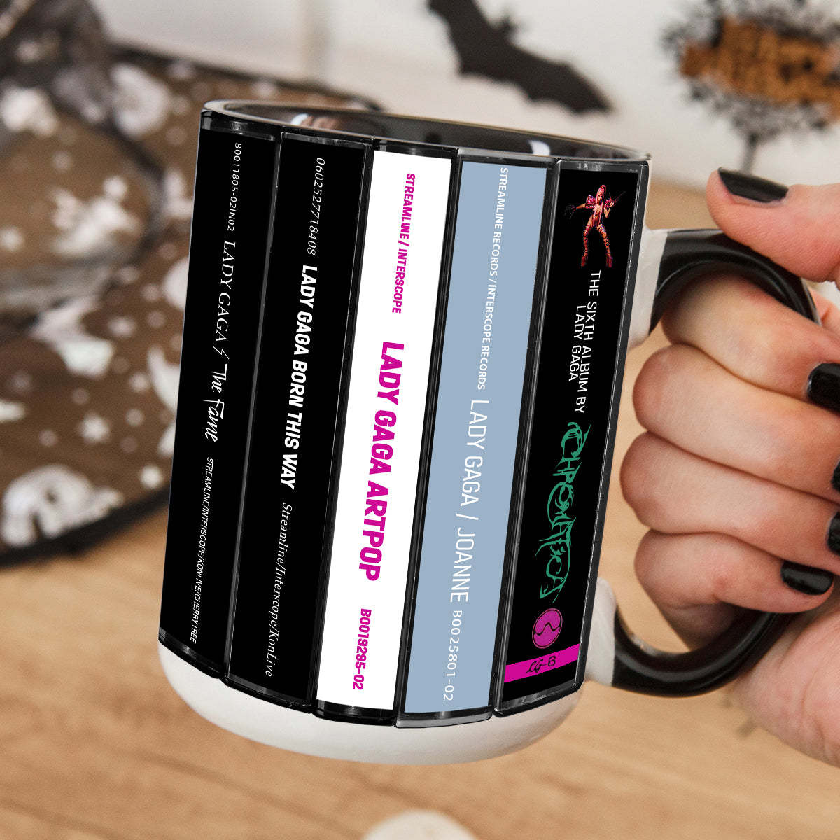 Lady Gaga Albums Cassette Collection Retro Accent Edge-to-Edge Printed