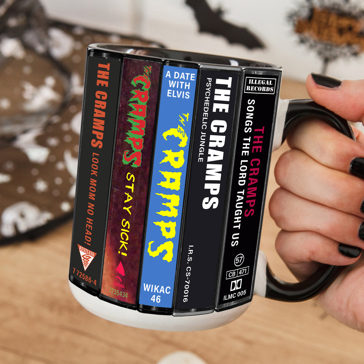 The Cramps Albums Cassette Collection Retro Accent Edge-to-Edge Printed Mug