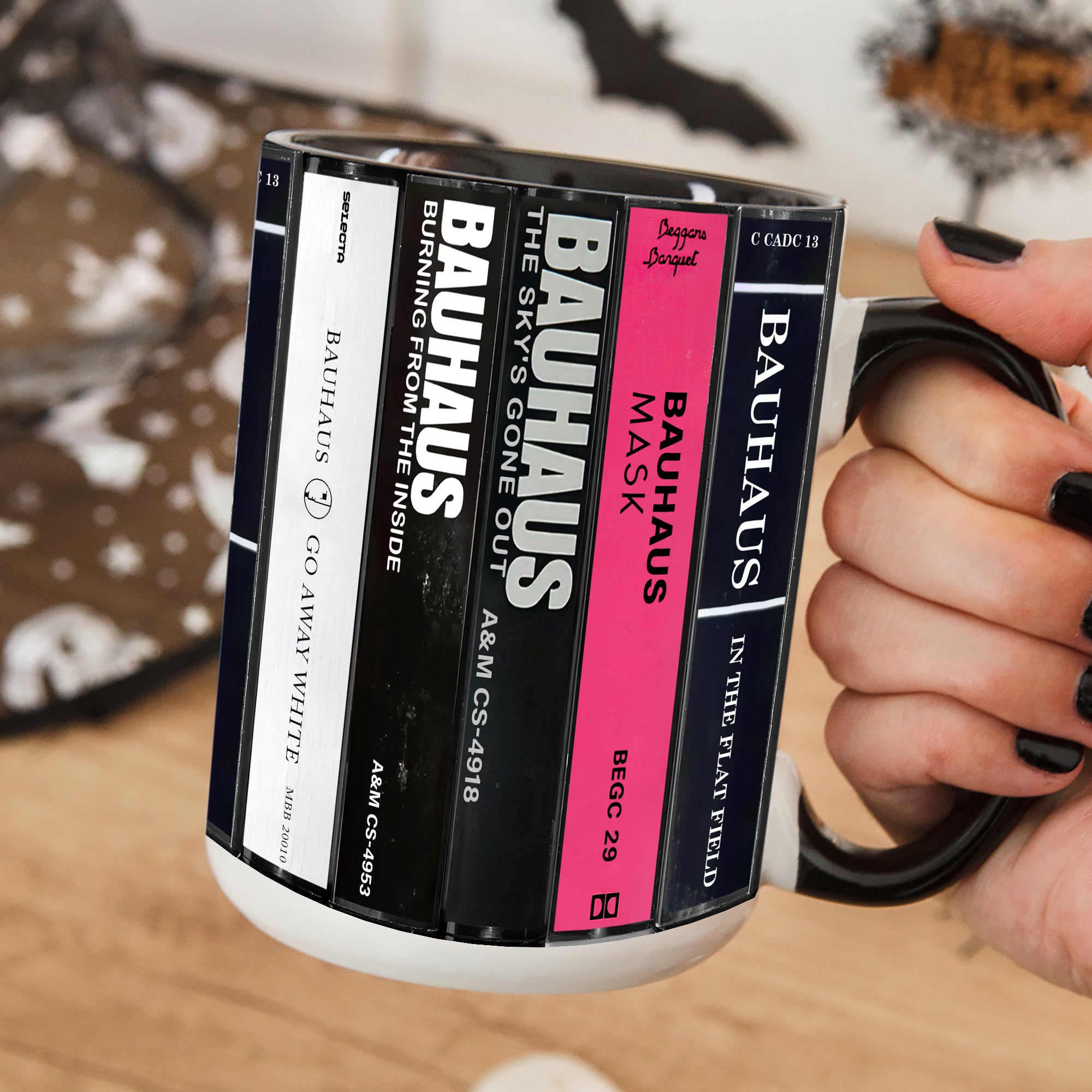 Bauhaus Albums Cassette Collection Retro Accent Edge-to-Edge Printed Mug