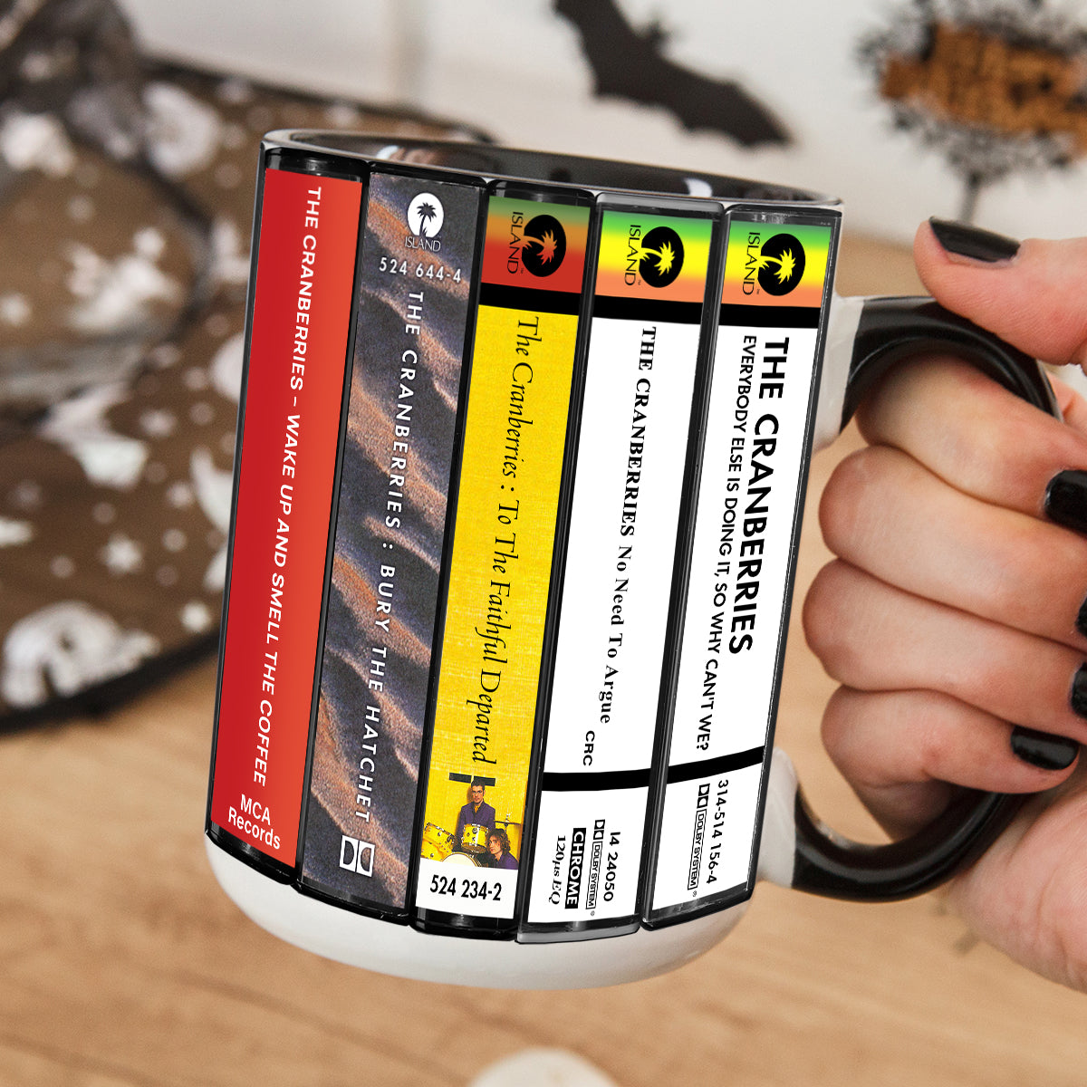 The Cranberries Albums Cassette Collection Retro Accent Edge-to-Edge Printed Mug
