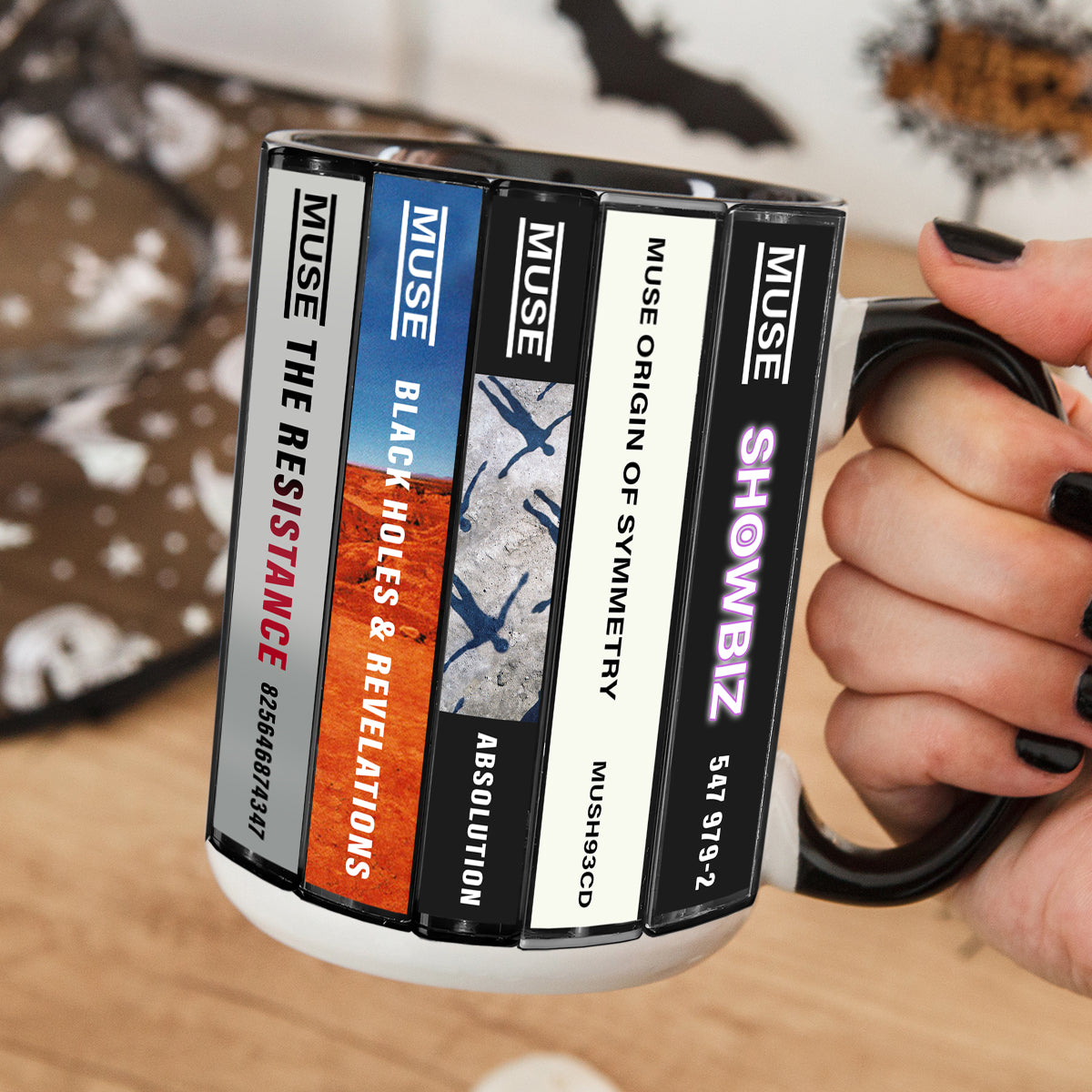 Muse Albums Cassette Collection Retro Accent Edge-to-Edge Printed Mug