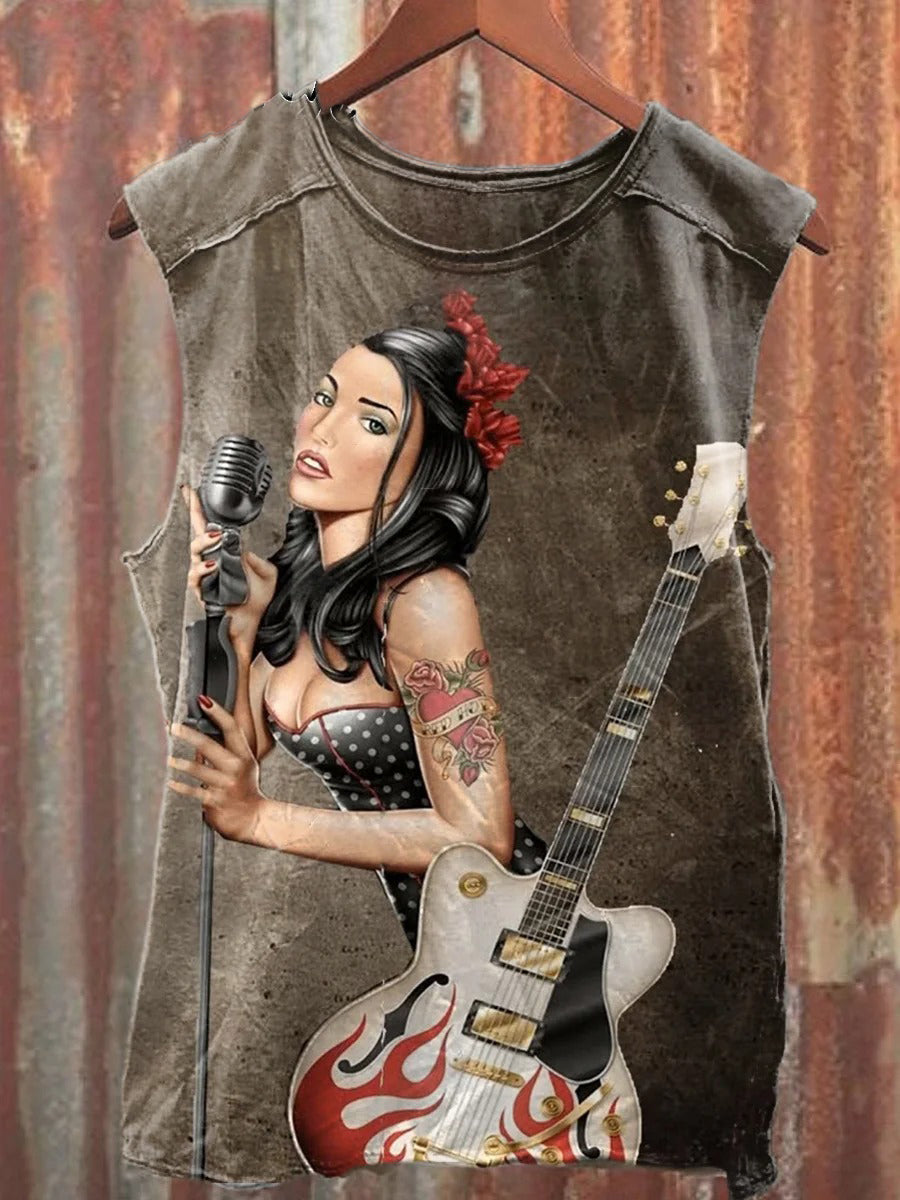Unisex Retro Sexy Rock Baby Print Cotton Casual Tank Top