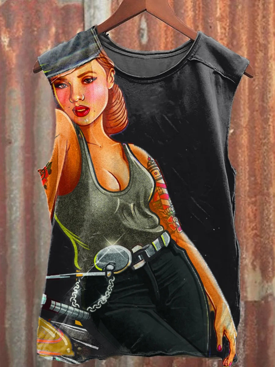 Unisex Retro Sexy Rock Baby Print Cotton Casual Tank Top