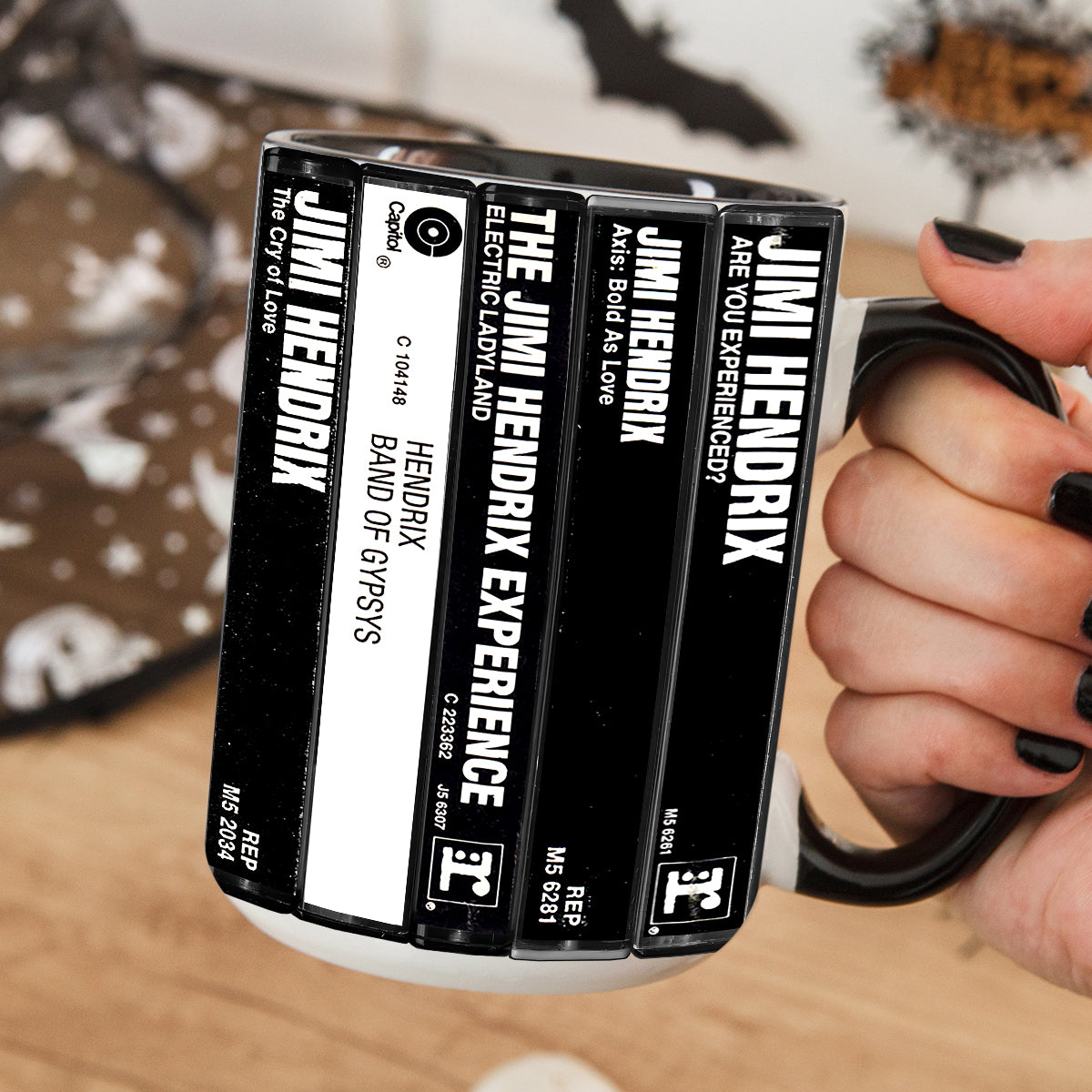 Jimi Hendrix Albums Cassette Collection Retro Accent Mug