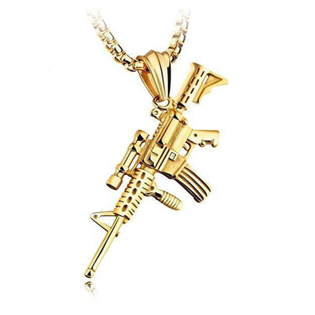 Outdoor Fans Accessories Outdoor Fashion Titanium Steel Shock Gun Pendant Necklace Men's Hanging Chain Decoration