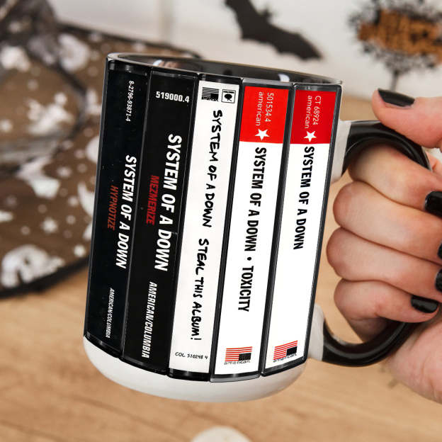 System Of A Down Albums Cassette Collection Retro Accent Edge-to-Edge Printed Mug