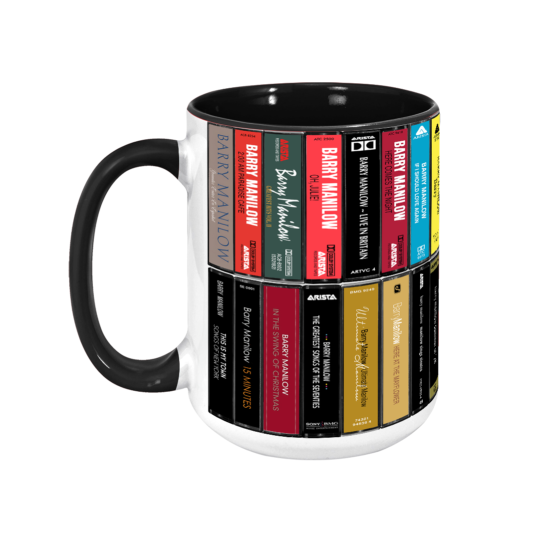 Barry Manilow Albums Cassette Collection Retro Accent Edge-to-Edge Printed Mug - Extended Version