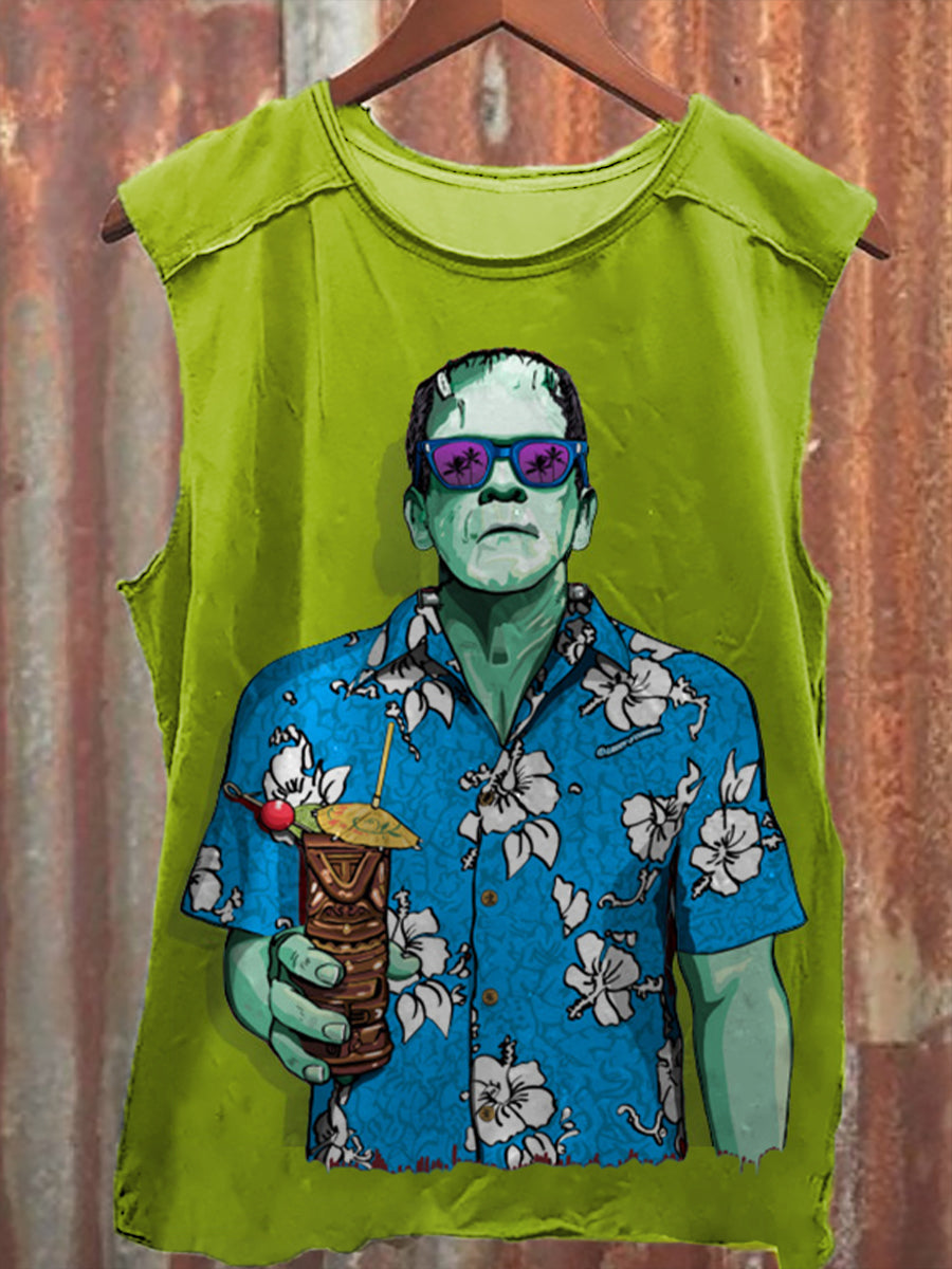 Horror Halloween Monster Print Unisex Casual Tank Top