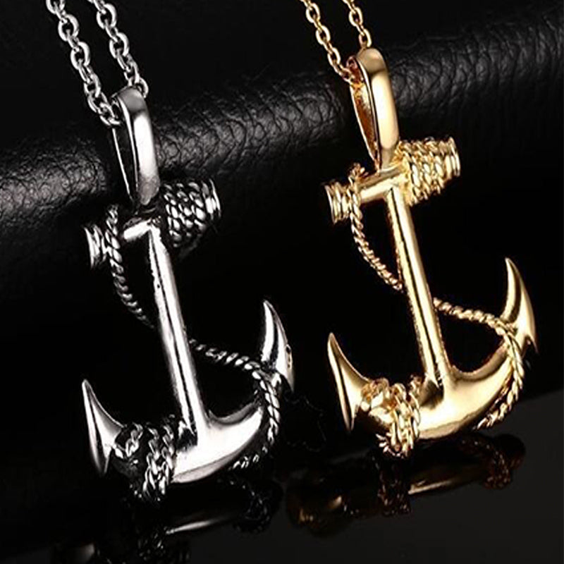 Vintage Men's Pirates Of The Caribbean Anchor Necklace Stainless Steel Necklace Personality