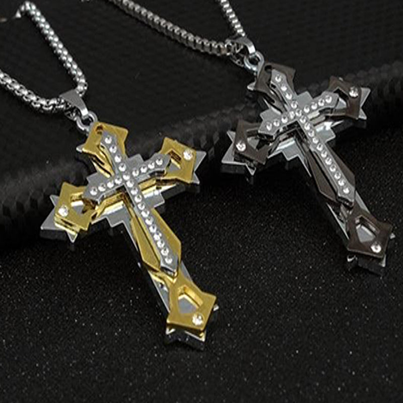 Multi-drill Cross Stainless Steel Alloy Casting Necklace Men's Necklace