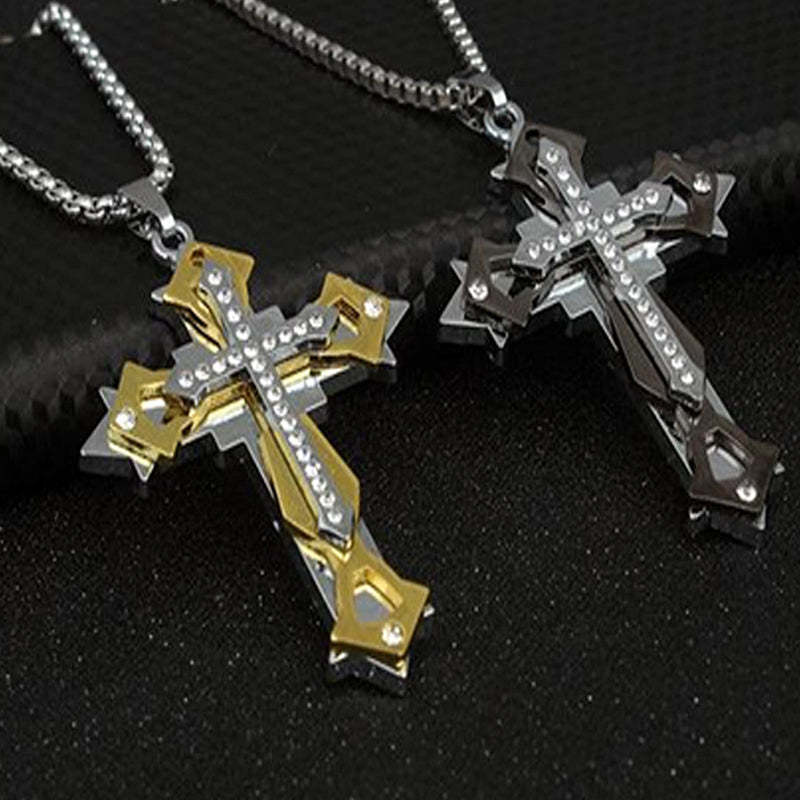 Multi-drill Cross Stainless Steel Alloy Casting Necklace Men's Necklace