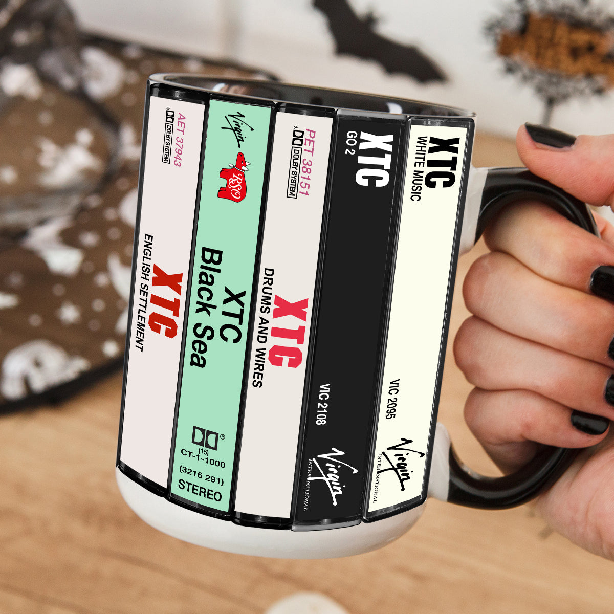 XTC Albums Cassette Collection Retro Accent Edge-to-Edge Printed Mug