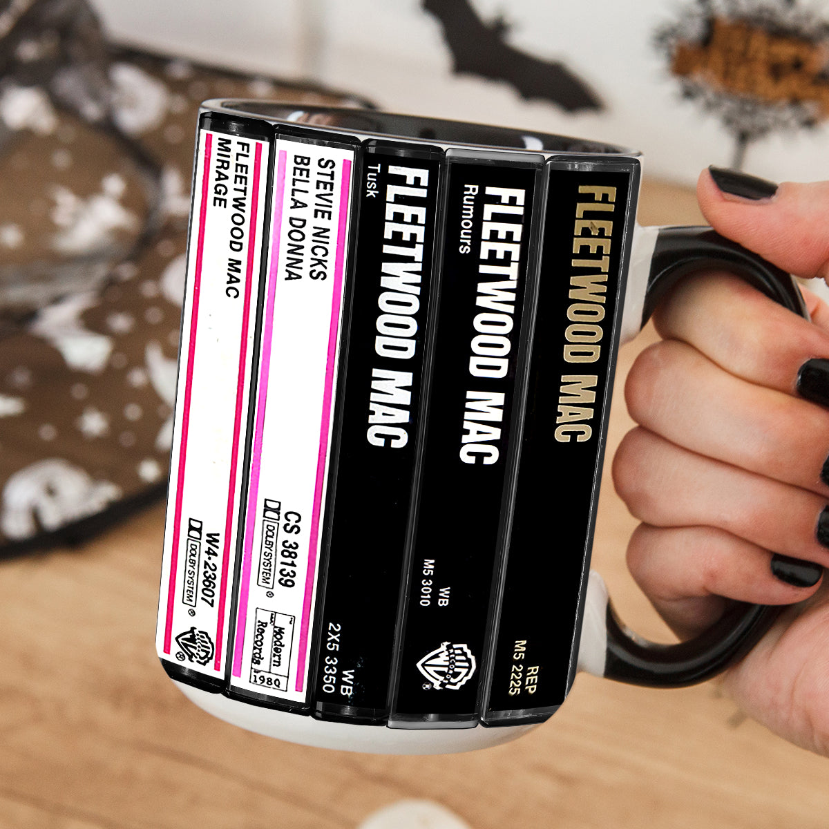 Stevie Nicks Albums Cassette Collection Retro Accent Mug