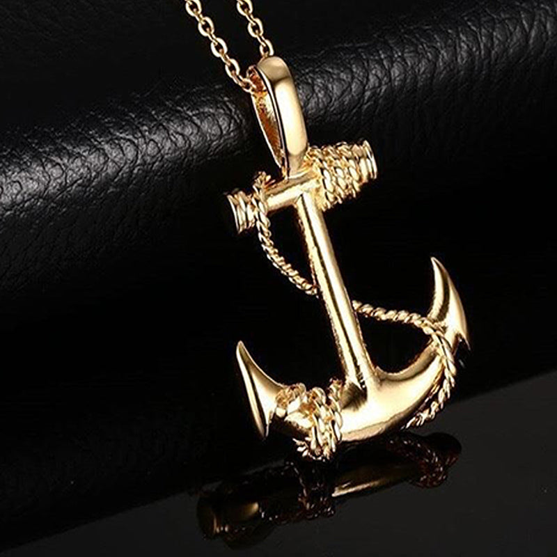 Vintage Men's Pirates Of The Caribbean Anchor Necklace Stainless Steel Necklace Personality