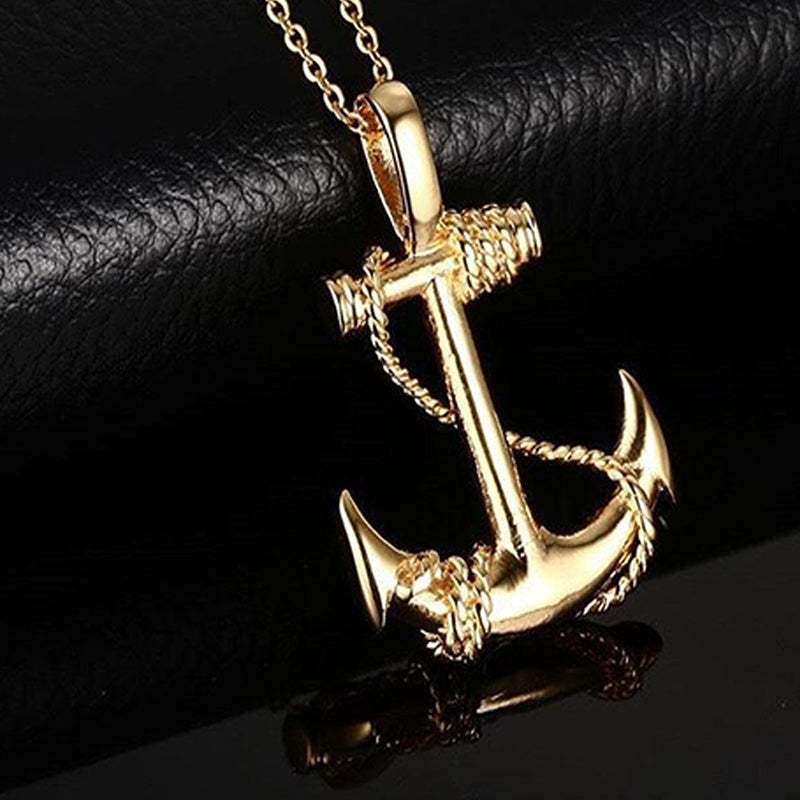 Vintage Men's Pirates Of The Caribbean Anchor Necklace Stainless Steel Necklace Personality
