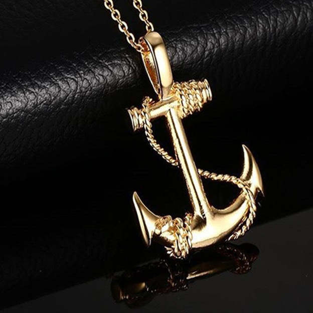Vintage Men's Pirates Of The Caribbean Anchor Necklace Stainless Steel Necklace Personality