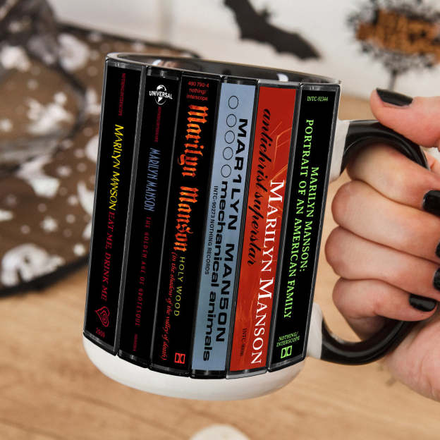 Marilyn Manson Albums Cassette Collection Retro Accent Edge-to-Edge Printed Mug