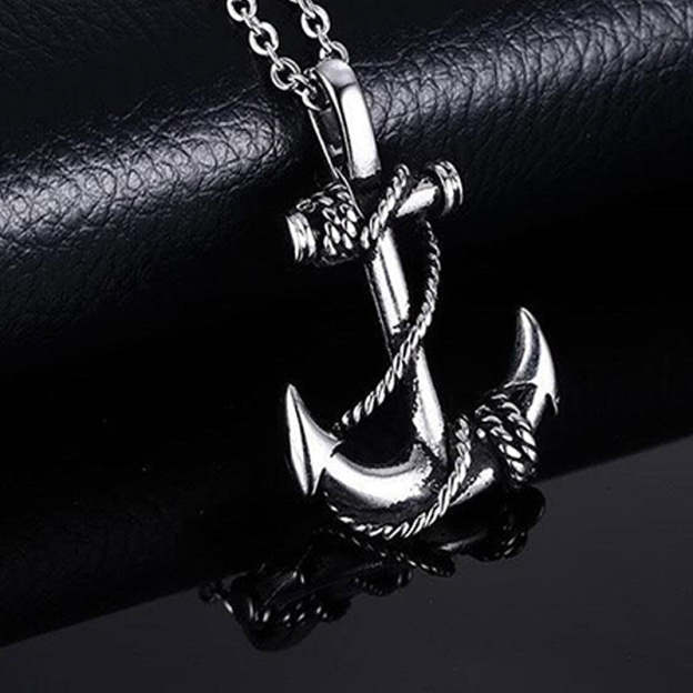 Vintage Men's Pirates Of The Caribbean Anchor Necklace Stainless Steel Necklace Personality