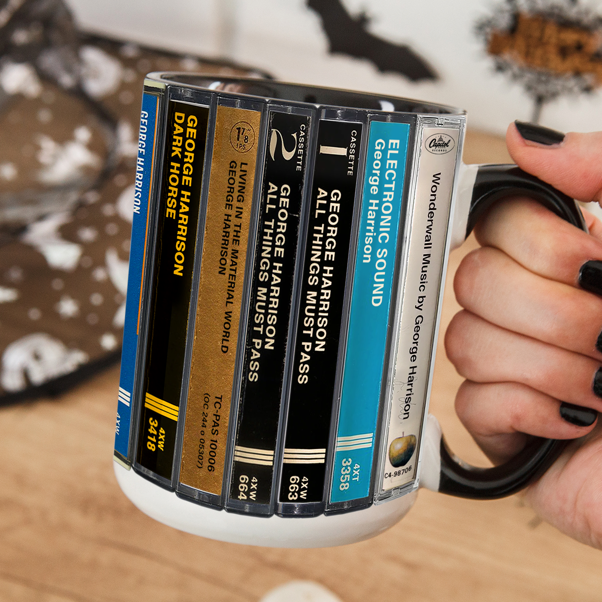 George Harrison Albums Cassette Retro Collection Accent Mug