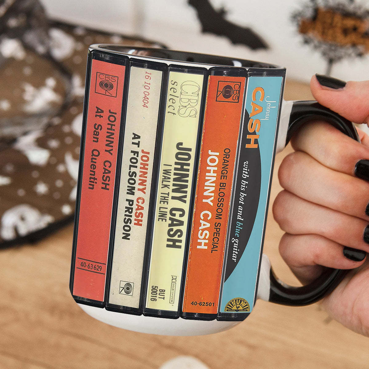 Johnny Cash Albums Cassette Retro Collection Accent Mug