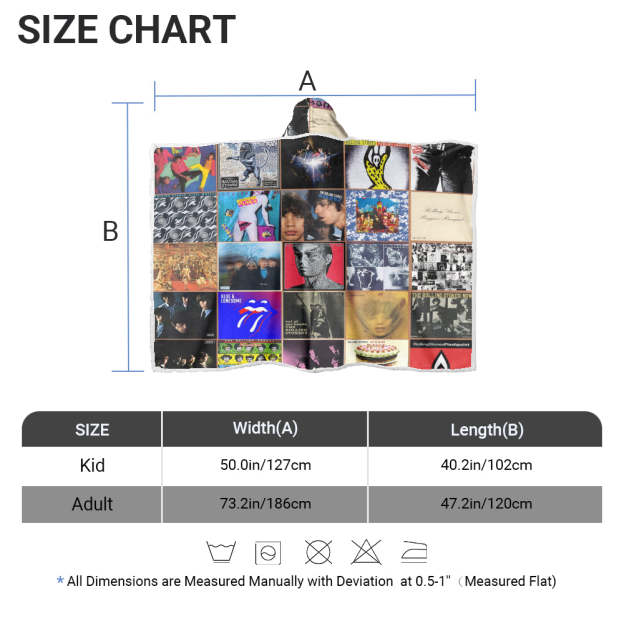 Rolling Stones Wearable Hooded Blanket – Classic Album Cover Collage Gift