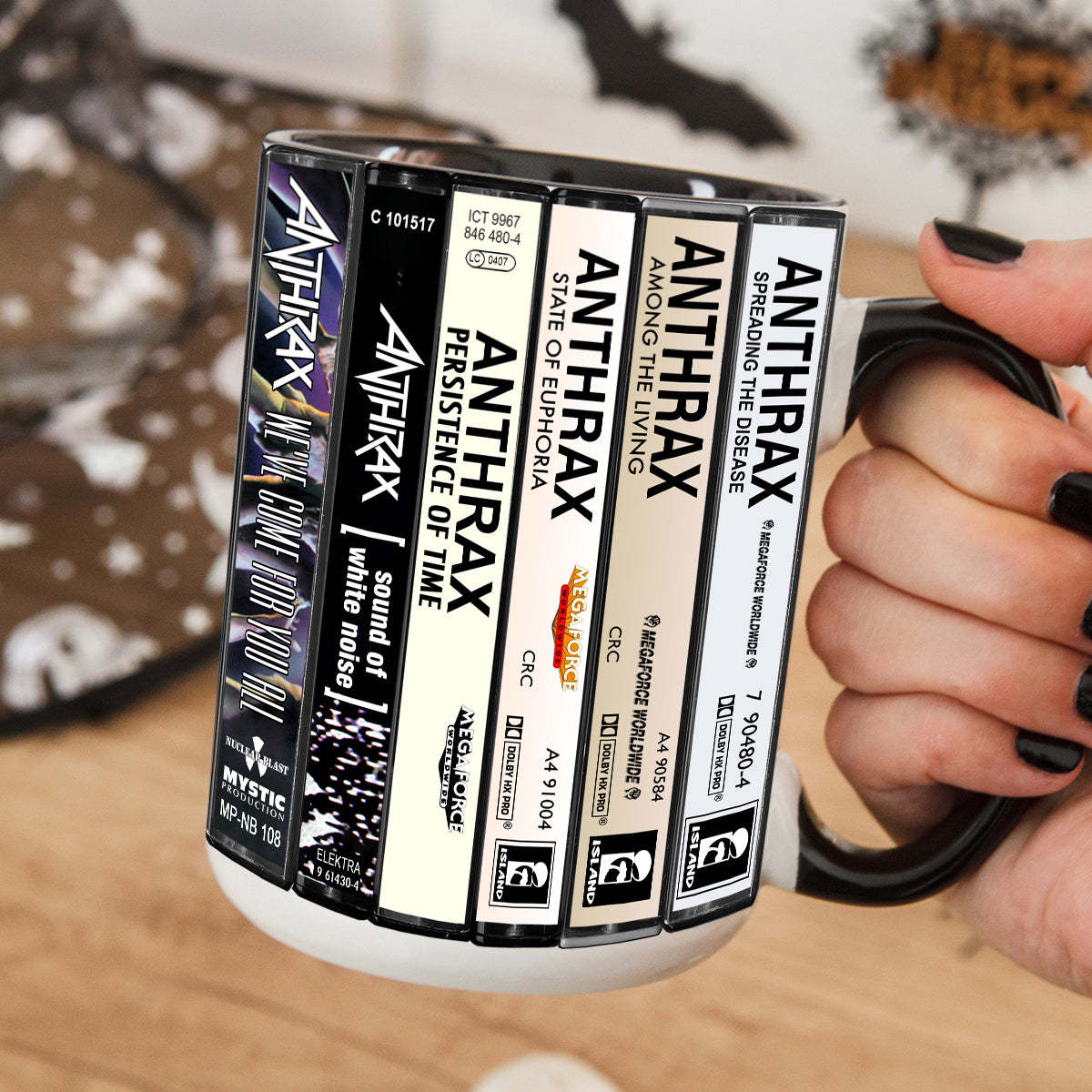Anthrax Albums Cassette Collection Retro Accent Mug