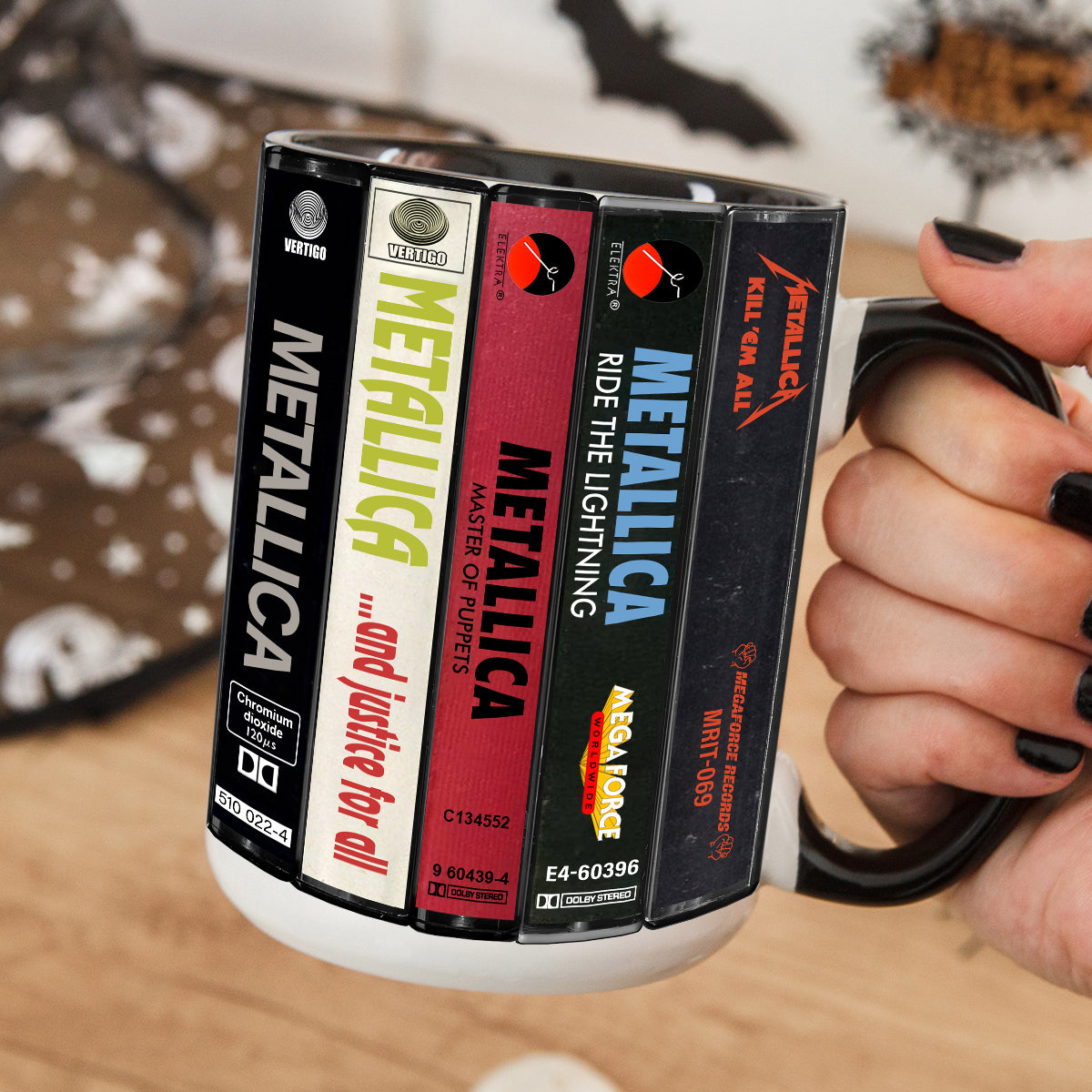 Metallica Albums Cassette Collection  Retro Accent Mug