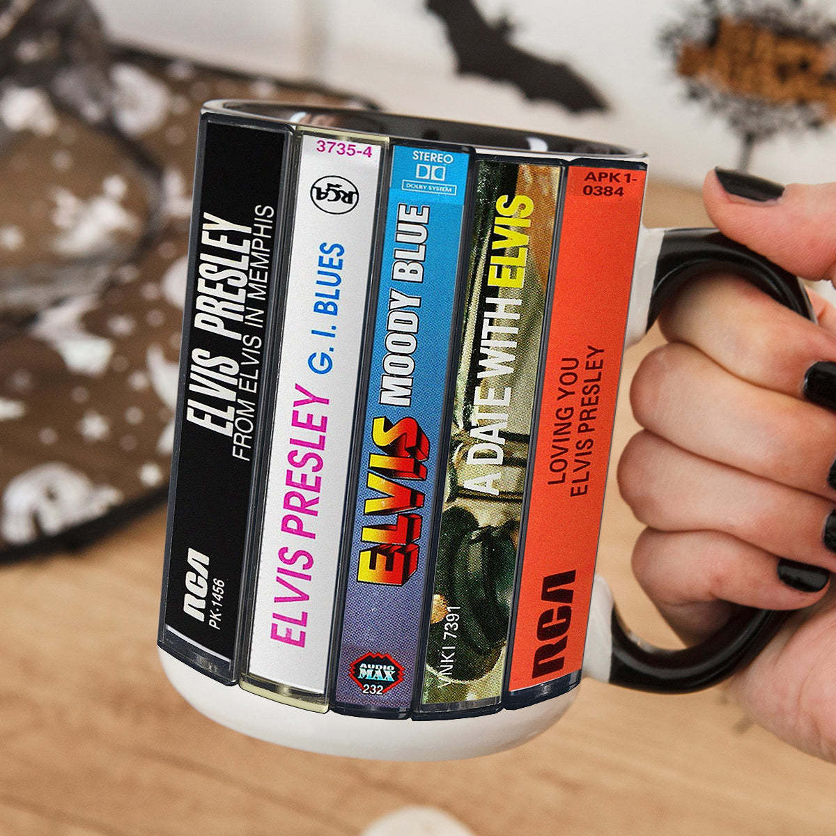 Elvis Presley Albums Cassette Retro Collection Accent Mug