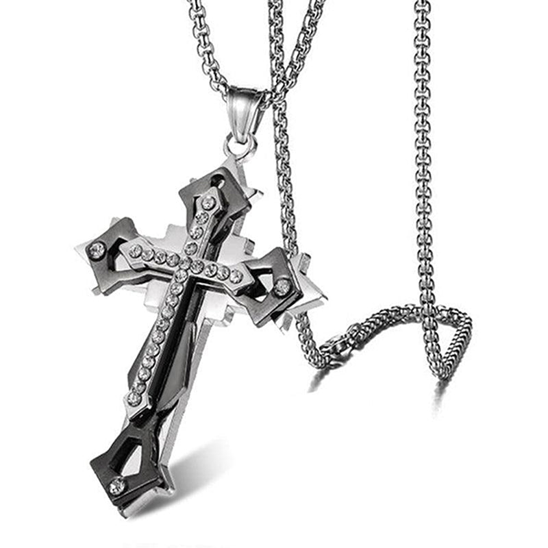 Multi-drill Cross Stainless Steel Alloy Casting Necklace Men's Necklace