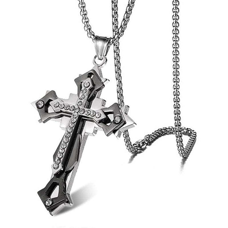 Multi-drill Cross Stainless Steel Alloy Casting Necklace Men's Necklace