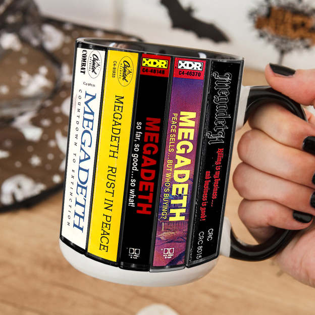 Megadeth Albums Cassette Collection Retro Accent Mug