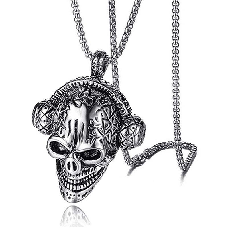 Fashion Hoe Wearing Headphones Pendant Retro Pendant Men's Titanium St