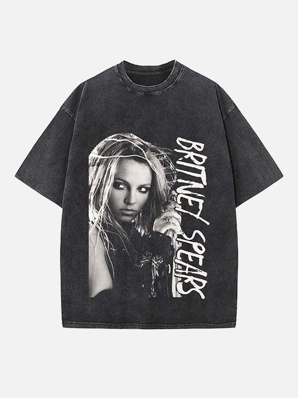 Britney Spears Print Round Neck T-shirt