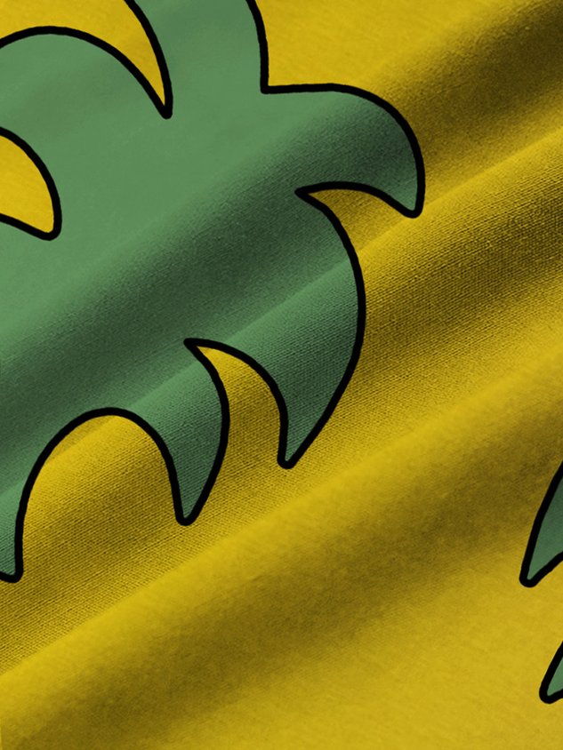 Darkpick 50’s Retro Casual Yellow Men's Quick Dry Holiday Pants Fun Coconut Tree Cartoon Art Stretch Large Size Beach Shorts