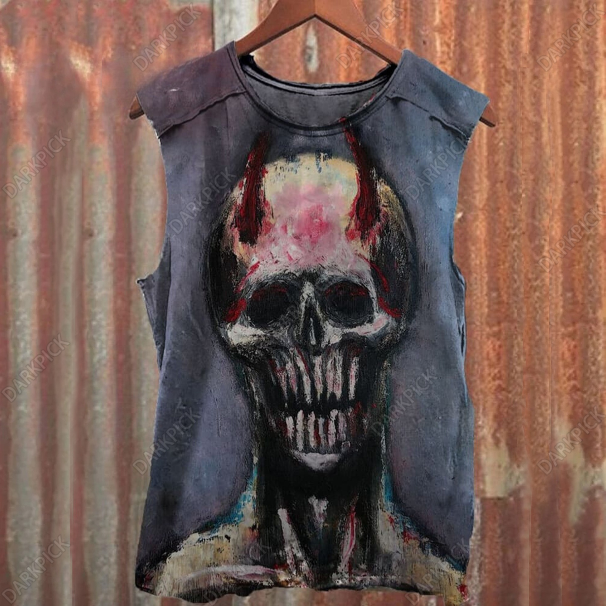 Unisex Demon Skeleton Graffiti  Tank Top