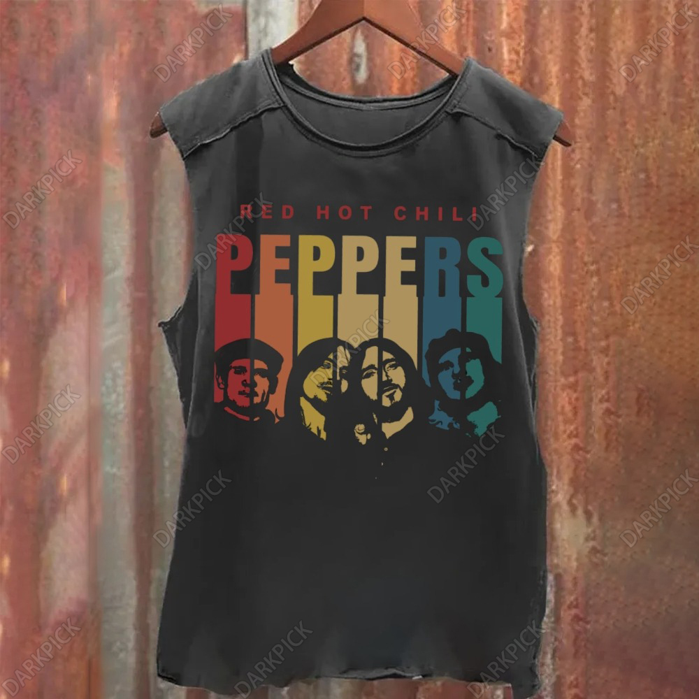 Unisex Vintage Washed Red Hot Chili Peppers Rock Band Tank Top