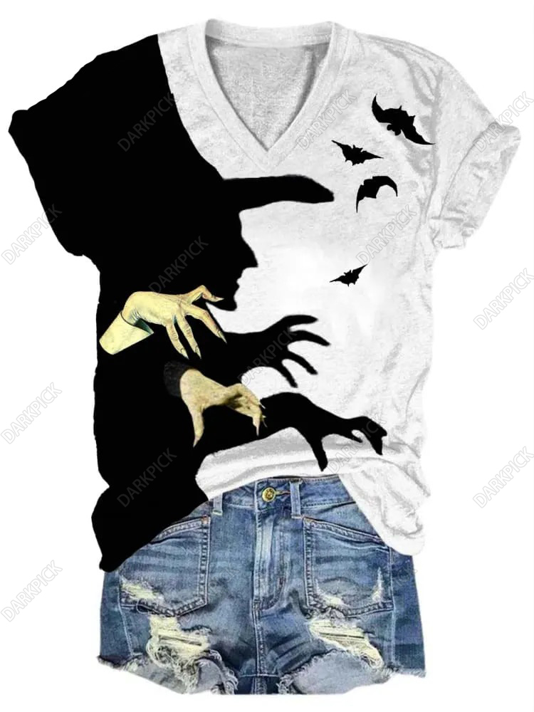 Women's Halloween Witch Print Short Sleeve T-Shirt